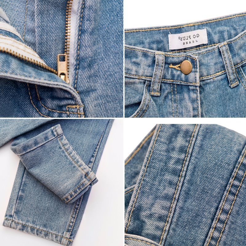 Damen-Haremshose High Waist Denim Lässiger Schnitt 3