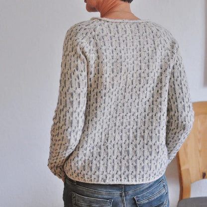 Damen-Strickpullover, mit rundem Ausschnitt aus weicher Baumwolle-3