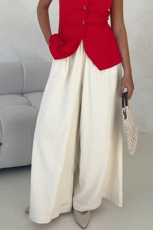 Damen-Leinenhose, Palazzo, mit Elastischem Taillenband, aus Baumwolle-1