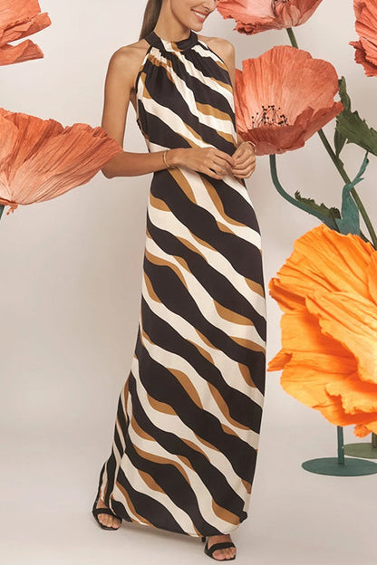 Maxikleid Damen Ärmellos Farbblock Baumwolle Polyester-3