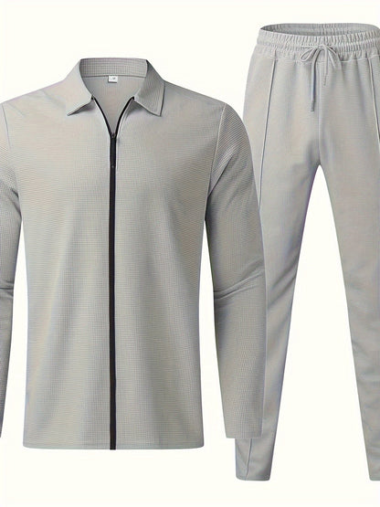 Herren Trainingsanzug Volle Zip Baumwolle Casual-3