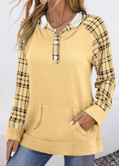 Damen-Kapuzenpullover, Karo, Patchwork, weiches Material-3