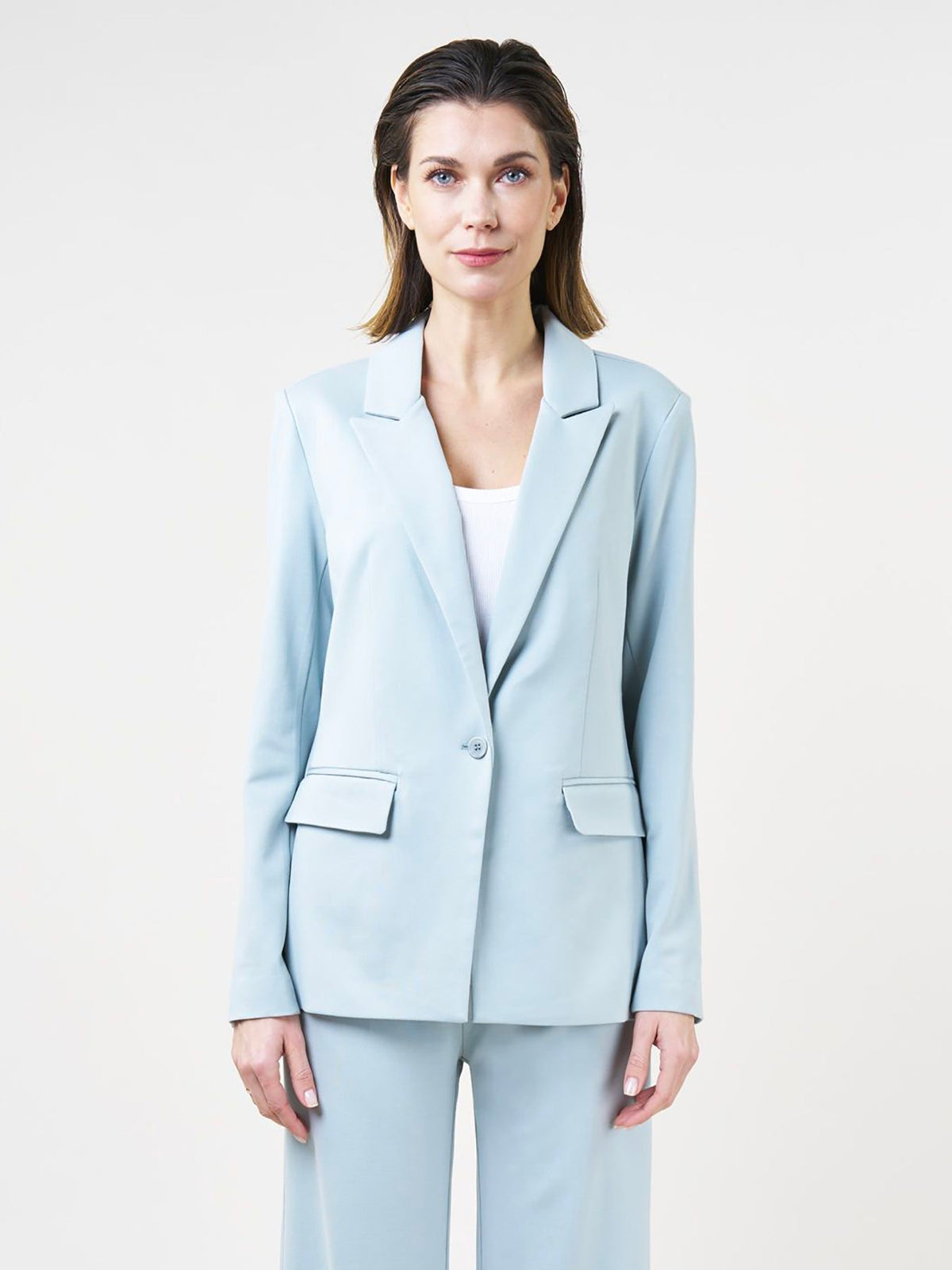 Damen Hemd Tailliert Denim mit Knopfverschluss und Wendekragen-1
