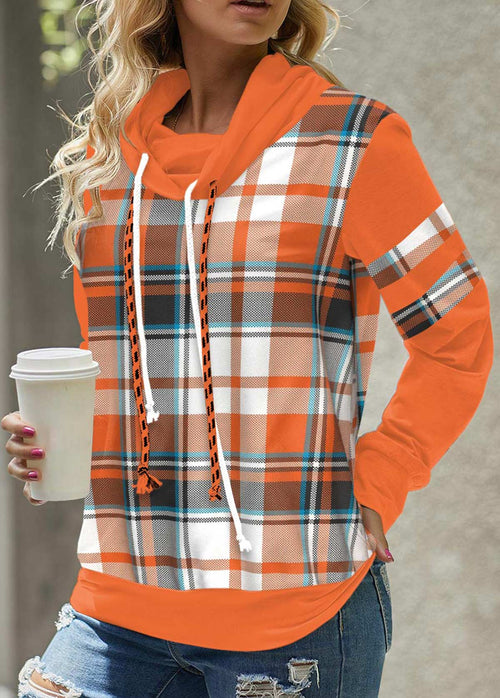 Damen-Pullover, Karo, Patchwork, weiches Material, hochgeschlagen, Kragen-1