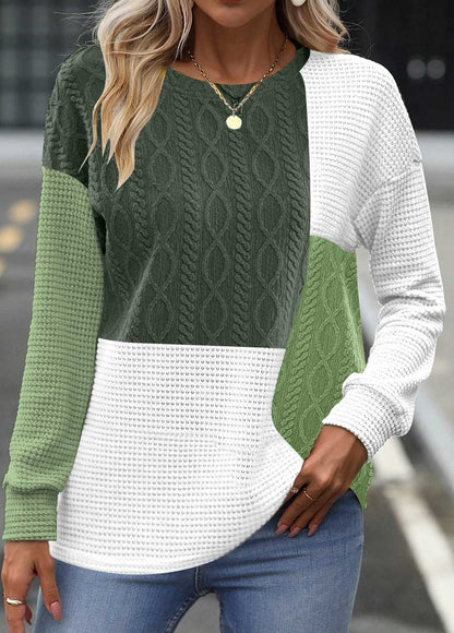 Damenpullover Langärmelig Patchwork Weiches Material-2