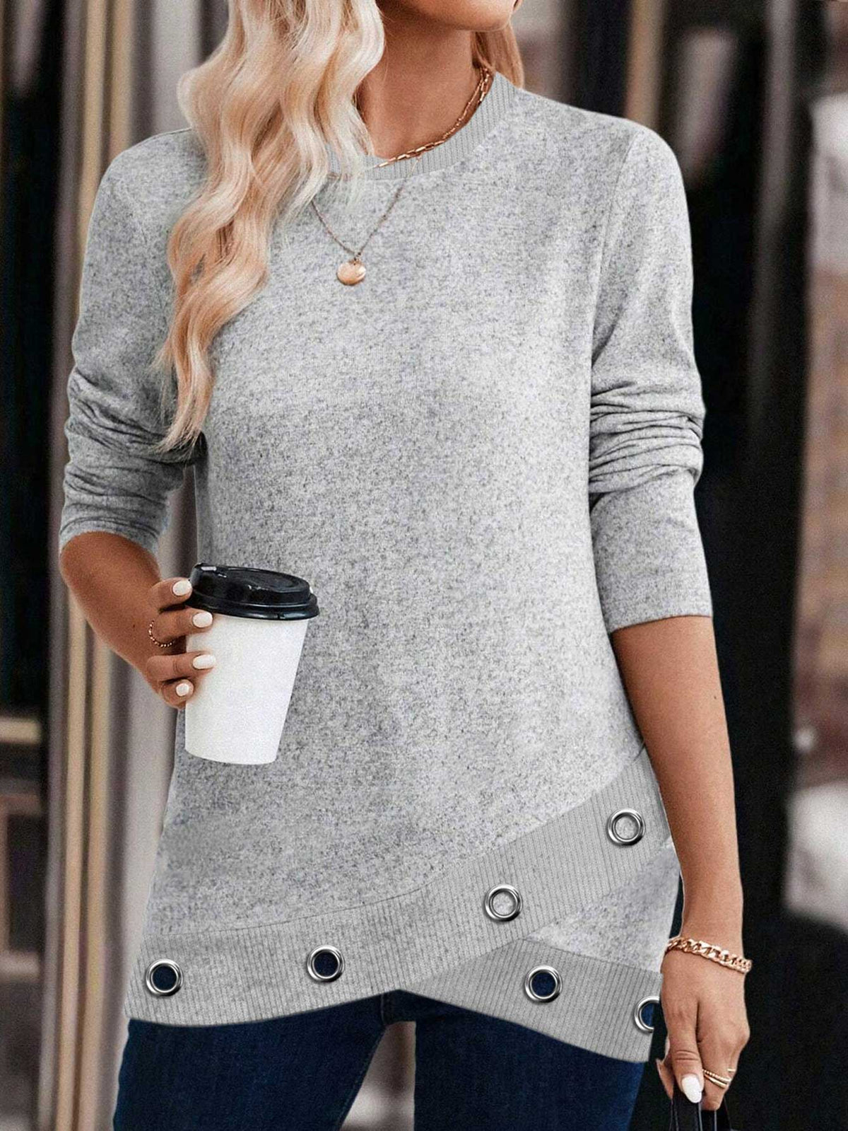 Damen-Pullover, Rundhals, Samt, modernes Design-4