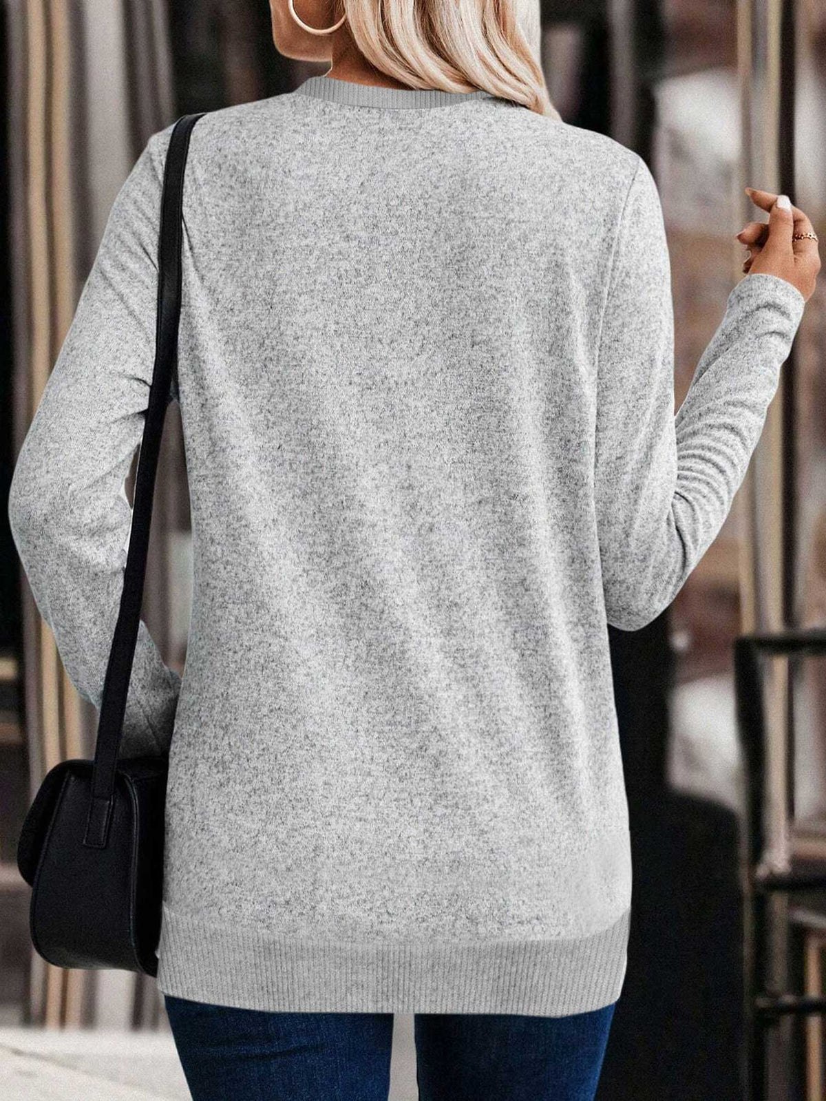 Damen-Pullover, Rundhals, Samt, modernes Design-3