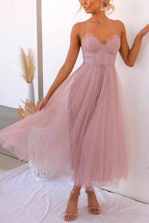 Variant image for Langes Kleid Damen Mesh Swing mit Hinterer Bindung-1