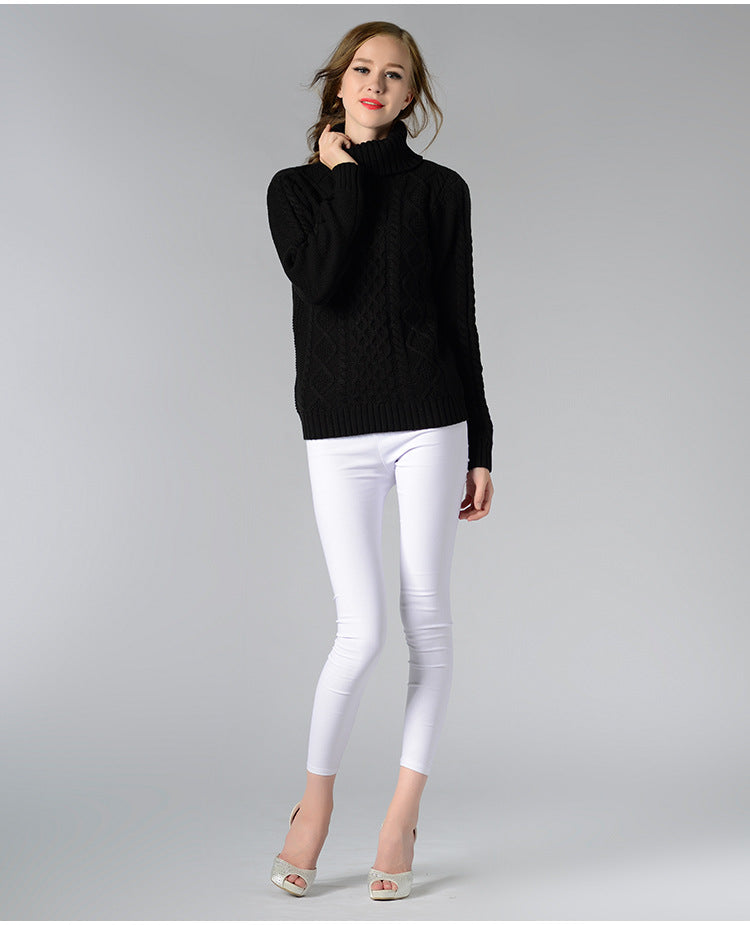 Damen-Rollkragenpullover, Zopfstrick, Acryl-4