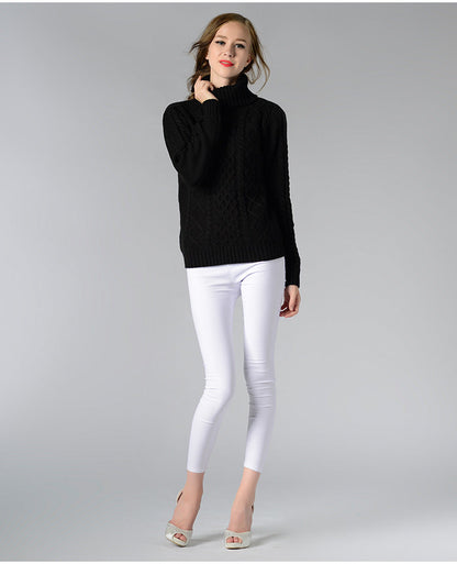 Damen-Rollkragenpullover, Zopfstrick, Acryl-4