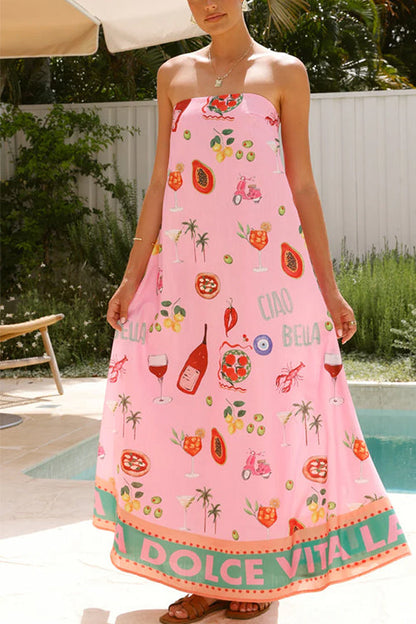 Damen-Maxikleid, trägerloses langes Kleid aus Baumwolle und Polyester-4