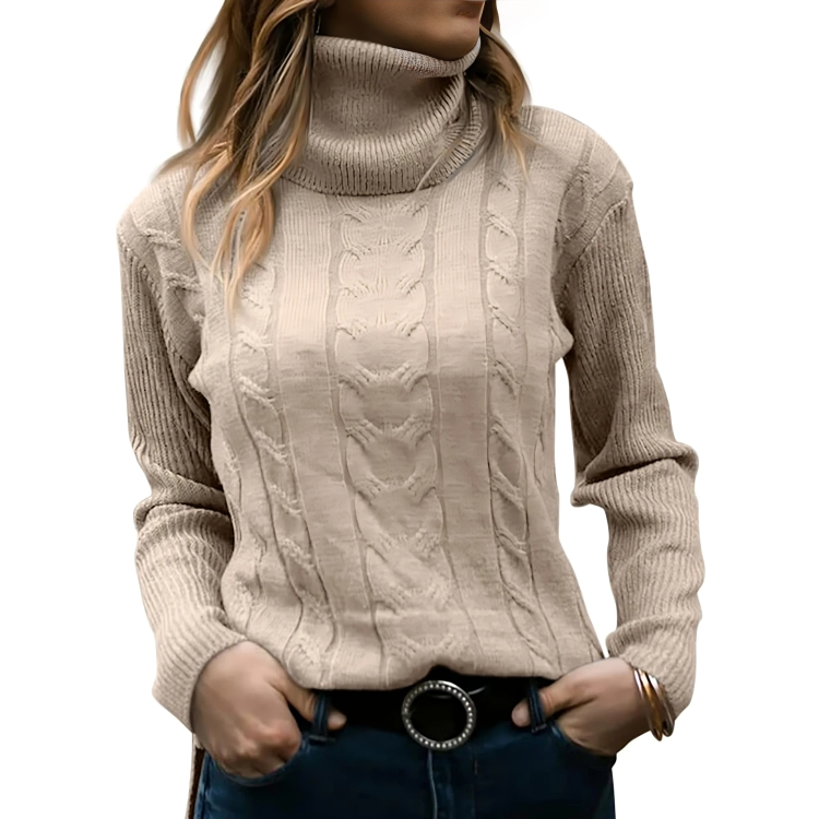 Damen-Strickpullover, mit Stehkragen, Acryl, für Winter-3