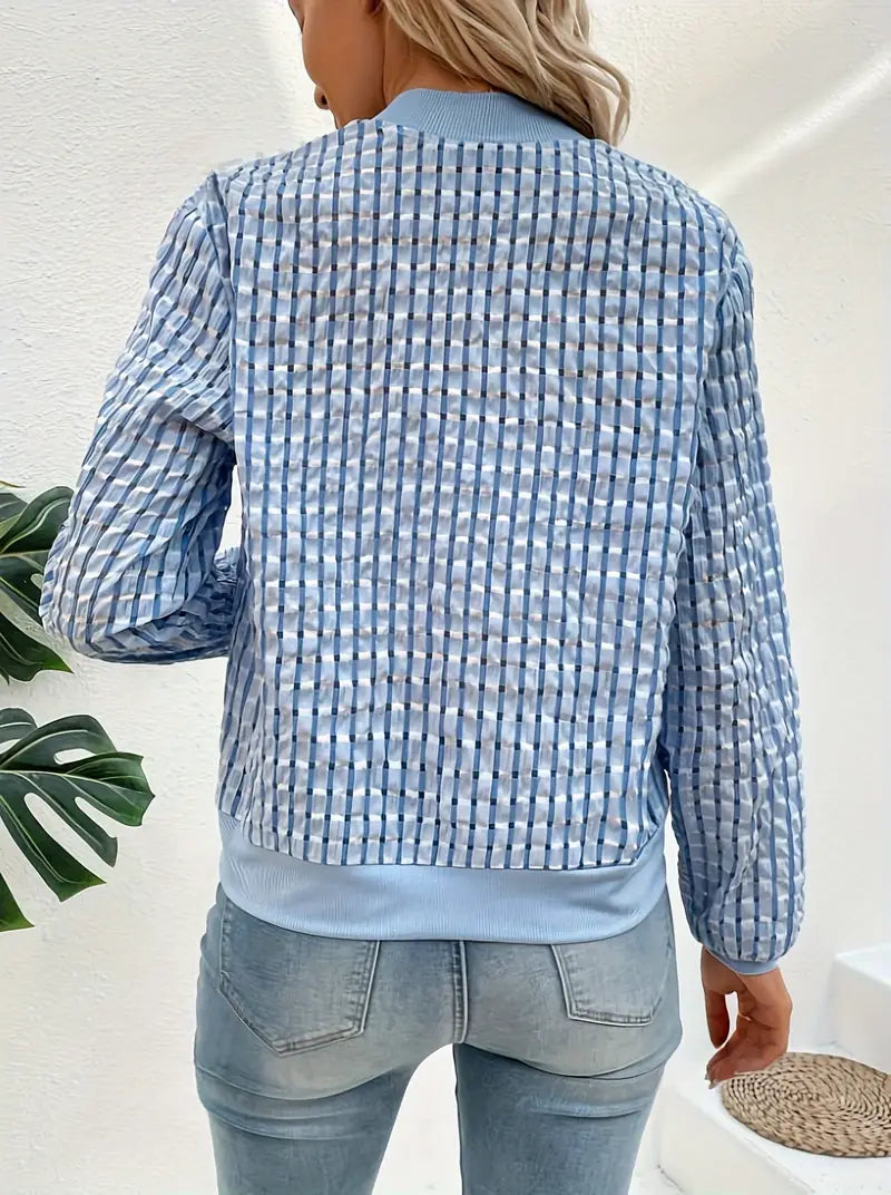 Damenjacke Kariert mit Reißverschluss Polyester Zeitloser Stil 3