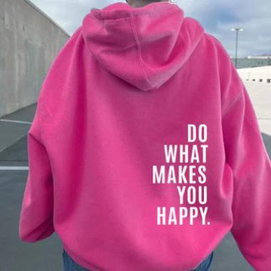 Damen-Hoodie, motivierender Print, Baumwolle 1