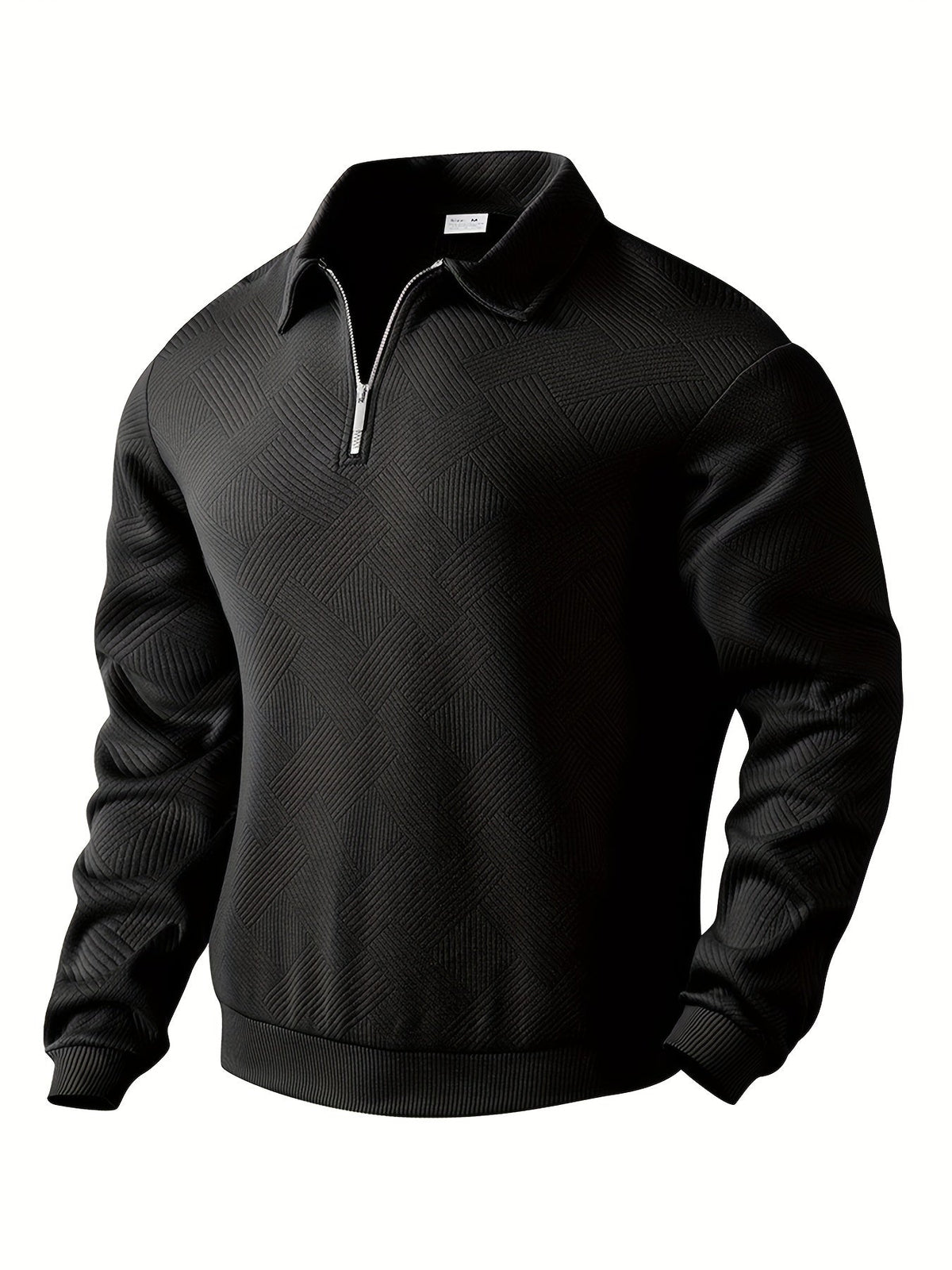 Herren-Zip-up-Pullover, geometrisches Design, 100% Baumwolle-3