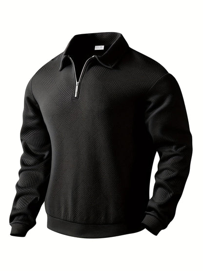 Herren-Zip-up-Pullover, geometrisches Design, 100% Baumwolle-3