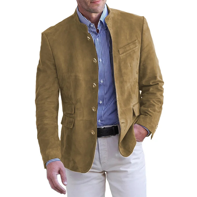 Herrenjacke, klassische Knopfjacke, langlebiges Material, für den Herbst-5