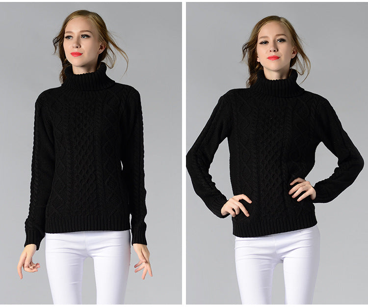 Damen-Rollkragenpullover, Zopfstrick, Acryl-6