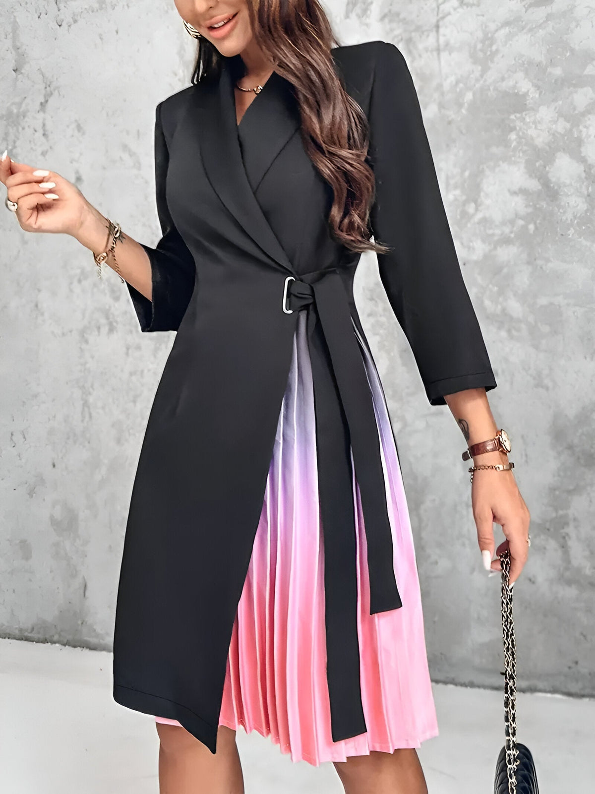 Damen Blazer-Kleid Gemustertes Polyester-2