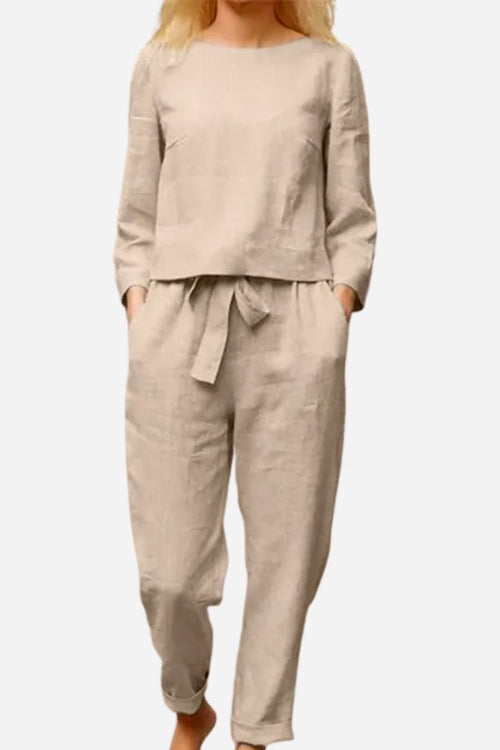 Damen-zweiteiliges Top, monochrom, hochwertiger Stoff-1