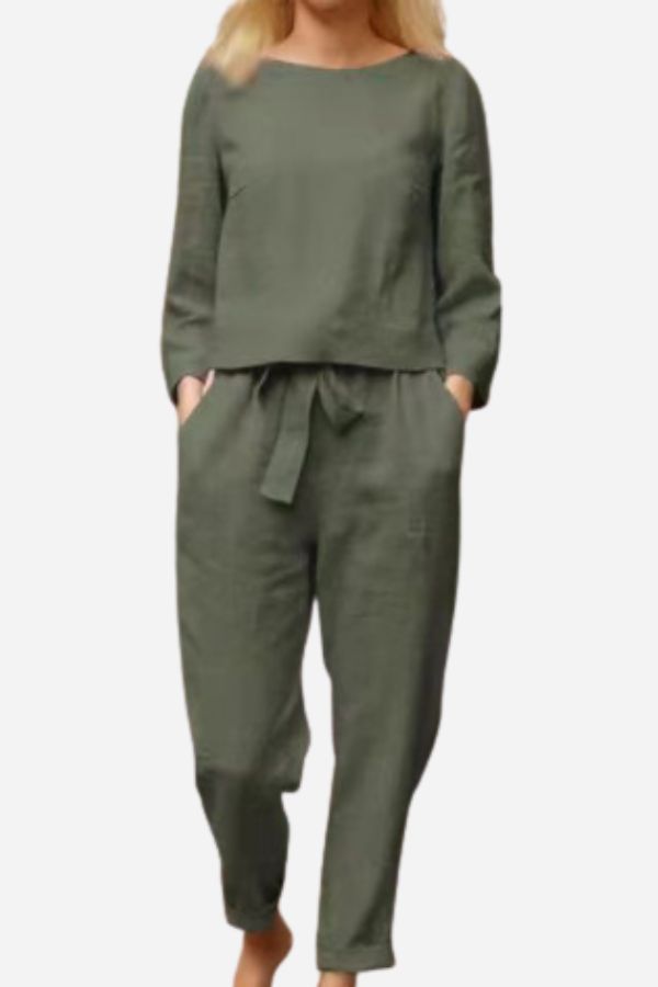 Variant image for Damen-zweiteiliges Top, monochrom, hochwertiger Stoff-16