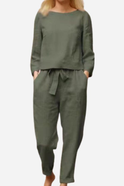 Variant image for Damen-zweiteiliges Top, monochrom, hochwertiger Stoff-16