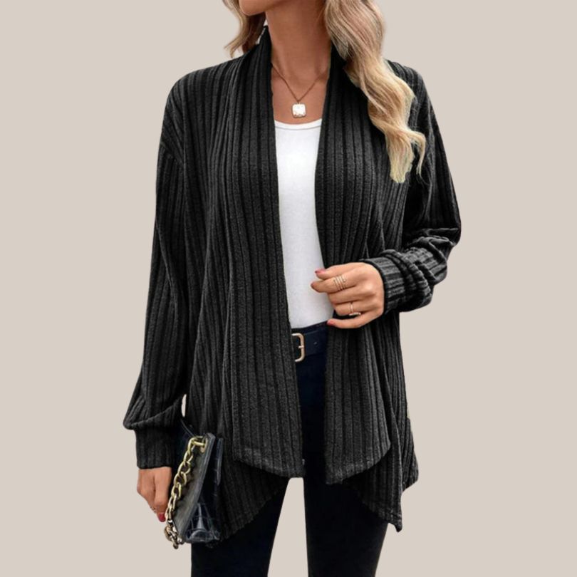Variant image for Damen-gerippte Strickjacke, offene Front, Acryl-16