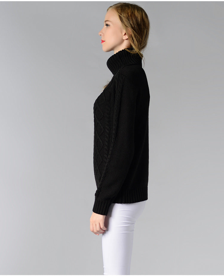 Damen-Rollkragenpullover, Zopfstrick, Acryl-5