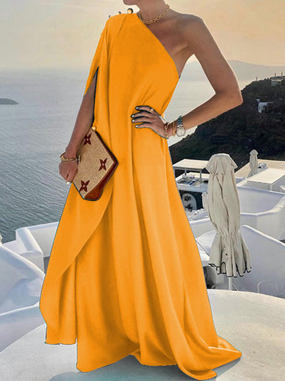 Variant image for Damen-Maxikleid, drapiert One-Shoulder, hochwertiger Stoff-9