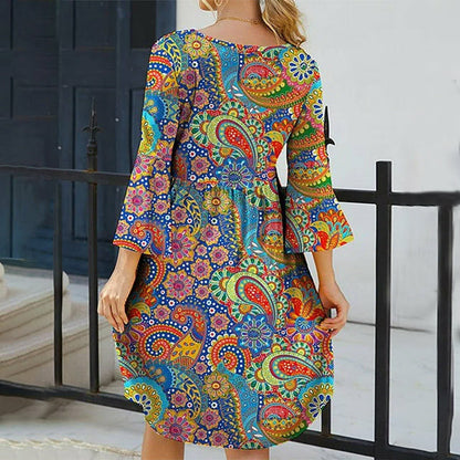 Damen-Kleid, Bohème, geblümtes Muster, Polyester-2