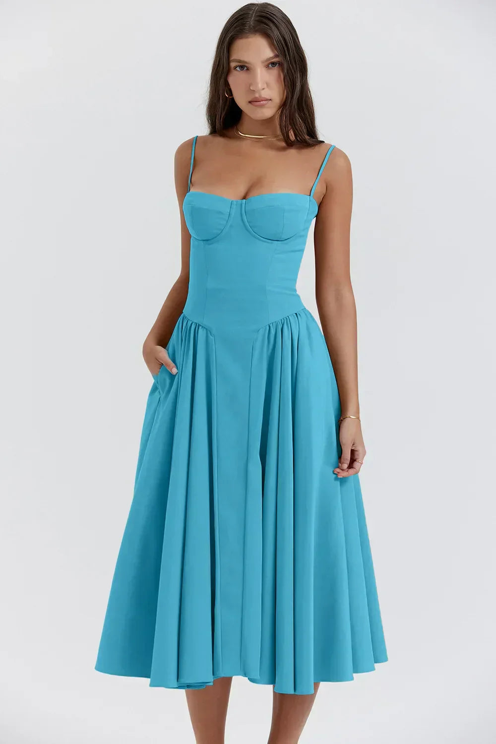 Variant image for Damen-Midikleid, ärmellos, weicher Stoff, elegant-41
