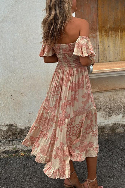 Damen-Kleid, schulterfrei, gerafft, Midi, Baumwolle, Polyester-4