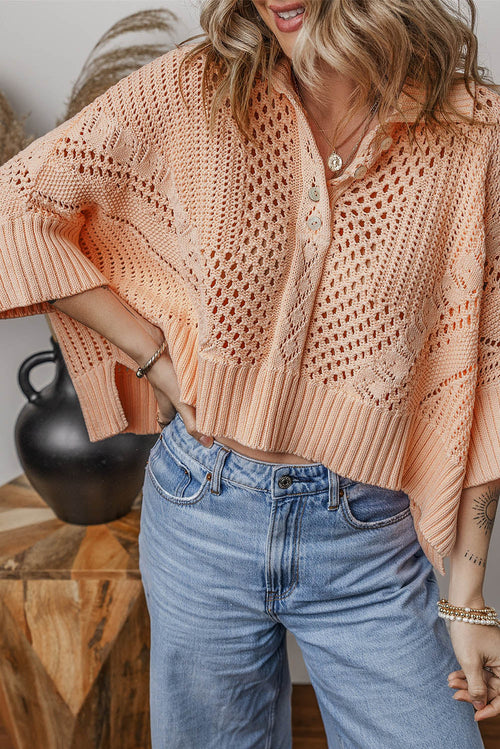 Rosa Strickpullover für Damen mit Hohldesign – leichte und luftige Qualität für entspannte Anlässe 1