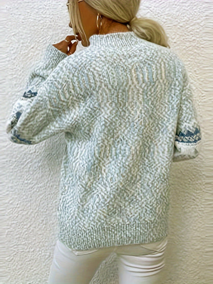 Damen-Pullover, Schneeflocken, stehkragen, Kragen, hochwertiges Material-6