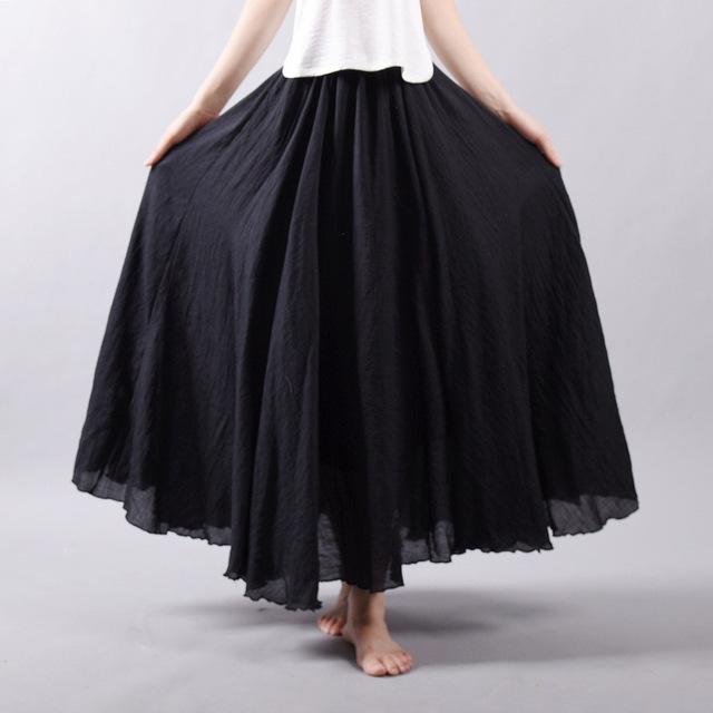 Variant image for Damen-Maxirock, Boho, Hoche Taille, Luftiges Polyester-13
