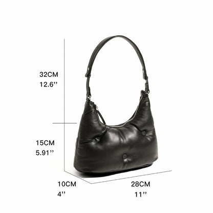 Damen Schultertasche Gesteppter Veganleder mit verstellbaren Schulterriemen-4