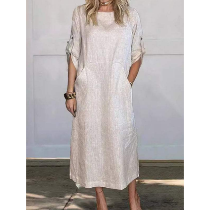 Damen-Freizeitkleid im Choppy-Schnitt, 100% Baumwolle, langärmelig-1