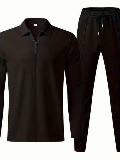 Herren Trainingsanzug Volle Zip Baumwolle Casual-2