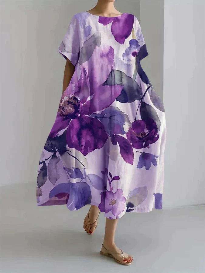 Variant image for Damen-Kleid, botanisch, Muster, leichtes Material-17