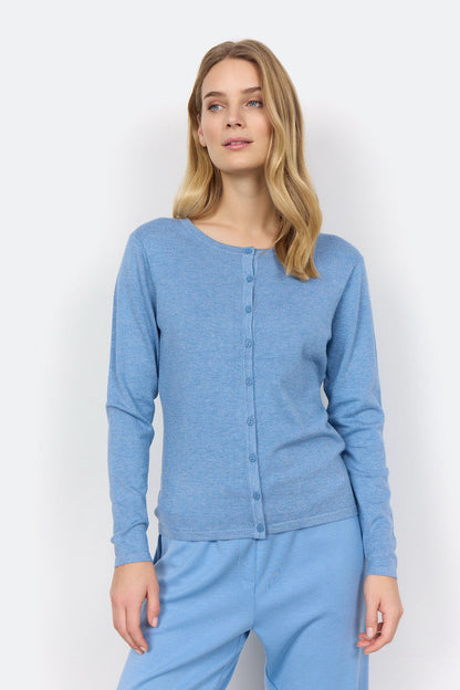 Damen-Cardigan, normale Passform, Viskose-Nylon-Mischung, runder Ausschnitt, Knopfverschluss-2