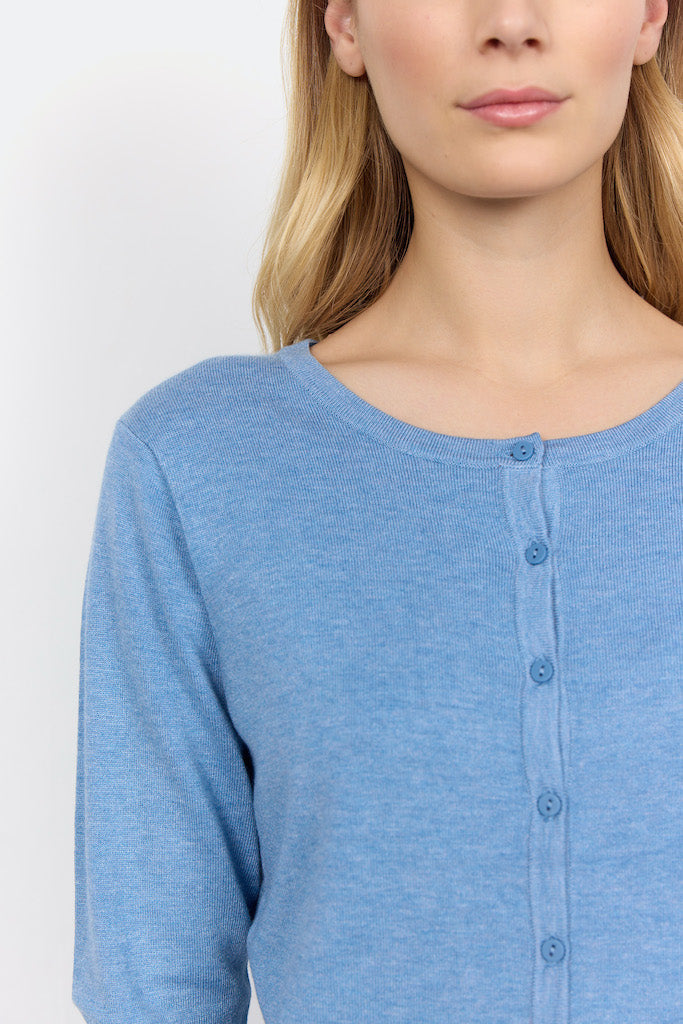 Damen-Cardigan, normale Passform, Viskose-Nylon-Mischung, runder Ausschnitt, Knopfverschluss-5