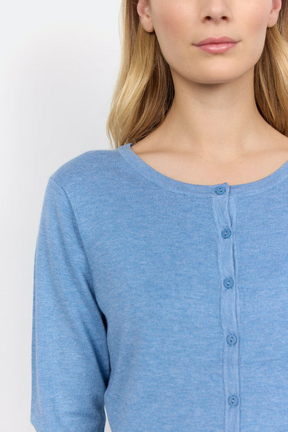 Damen-Cardigan, normale Passform, Viskose-Nylon-Mischung, runder Ausschnitt, Knopfverschluss-5