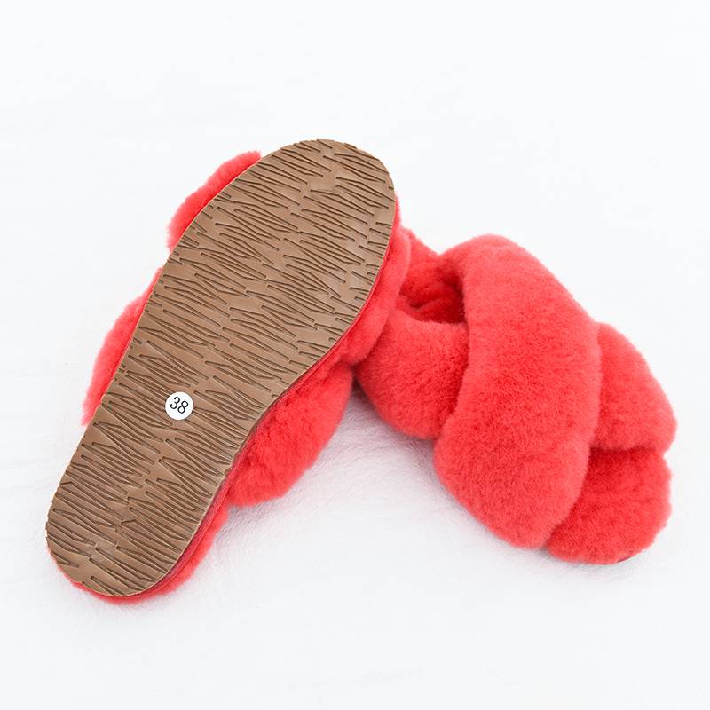 Damen-Sandalen, Plüsch, Gummi, flache Slipper-2