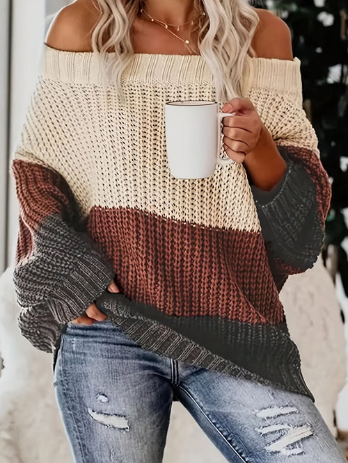 Damen-Pullover, Oversized langärmelige Baumwolle-1