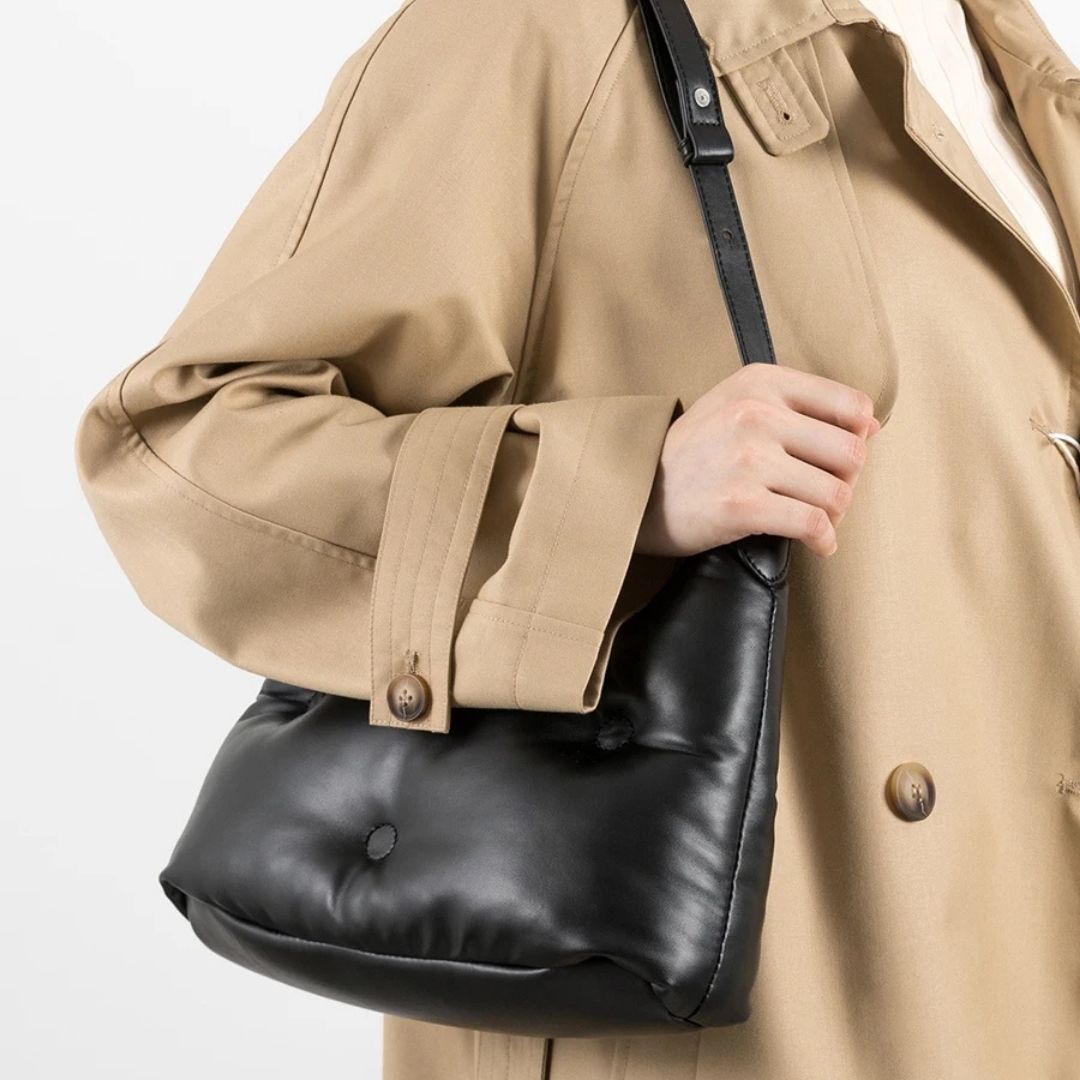 Damen Schultertasche Gesteppter Veganleder mit verstellbaren Schulterriemen-2