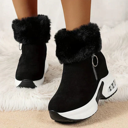 Damen-Keilstiefel, mit Kunstfell, lederähnliches Material-3