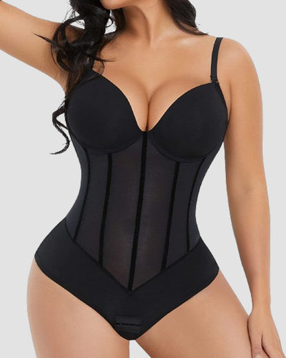 Bodysuit für Damen mit gepolstertem Cup und verstellbaren Trägern – Mesh-Design und formende Passform 2