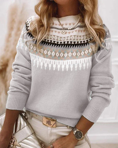 Damen-Strickpullover, ethnischer Print, Boho-Stil, weiche Qualität-4