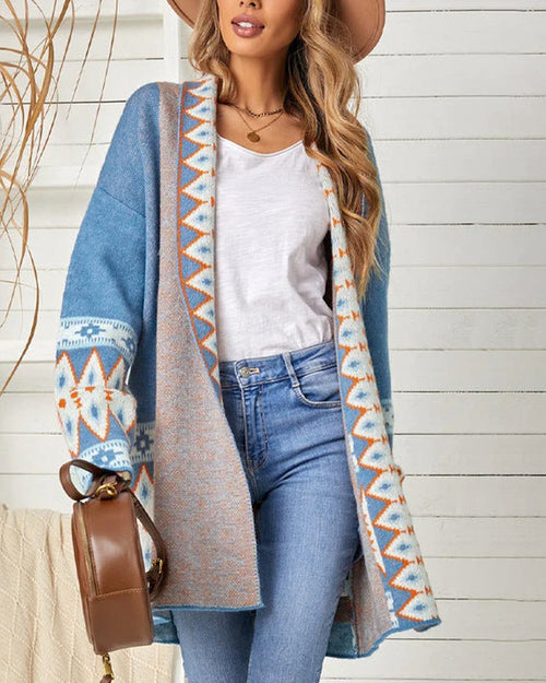 Damenjacke Oversized mit Druck aus Baumwollmischung 1