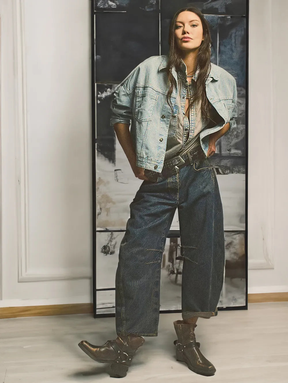 Damen-Jeans Mittlere Passform Weiche Baumwolle-3